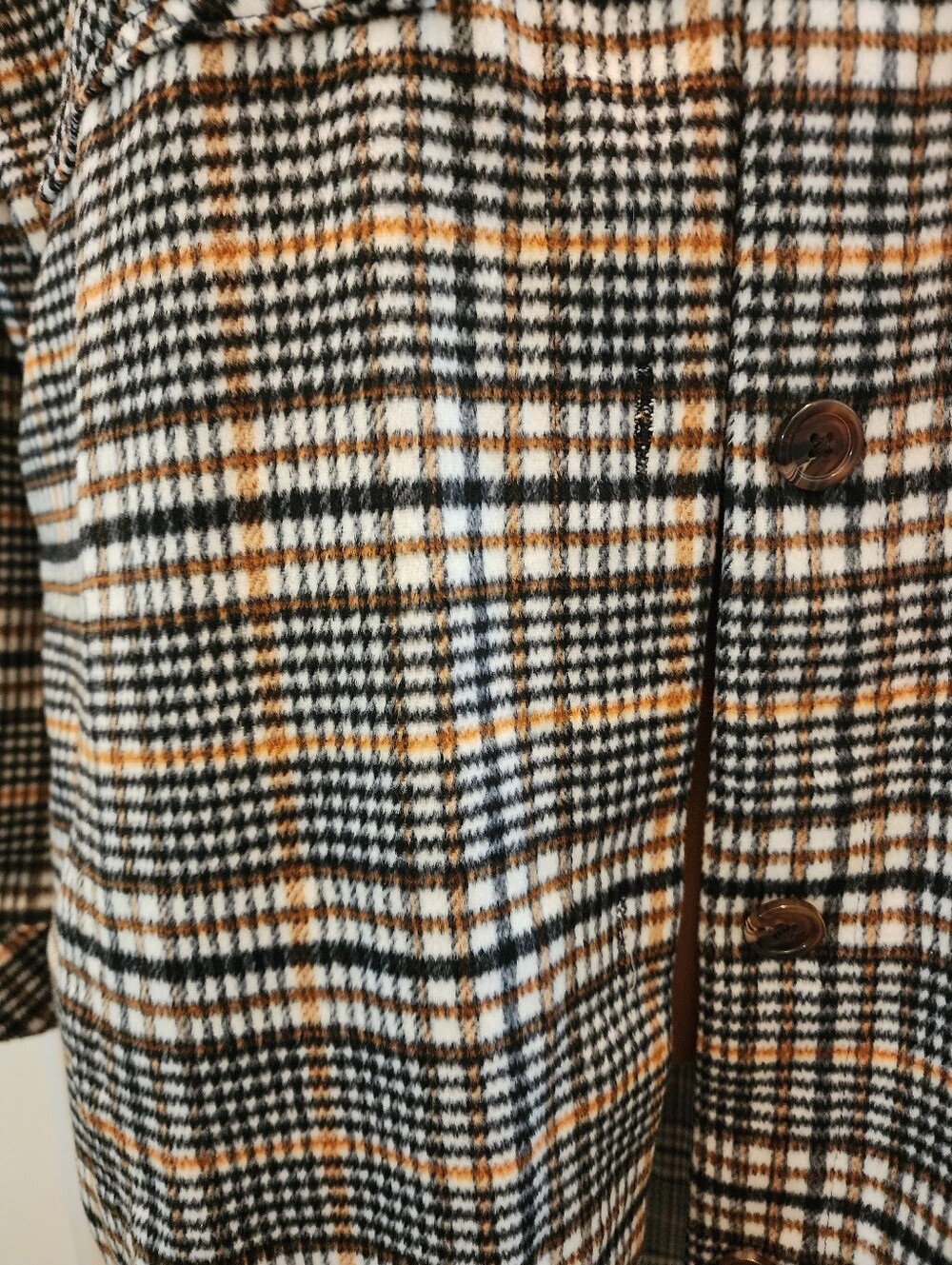 Lagenlook Checked Plaid Longline Shacket Shirt Jacket - Brown, Black & Cream - Picture 6 of 9